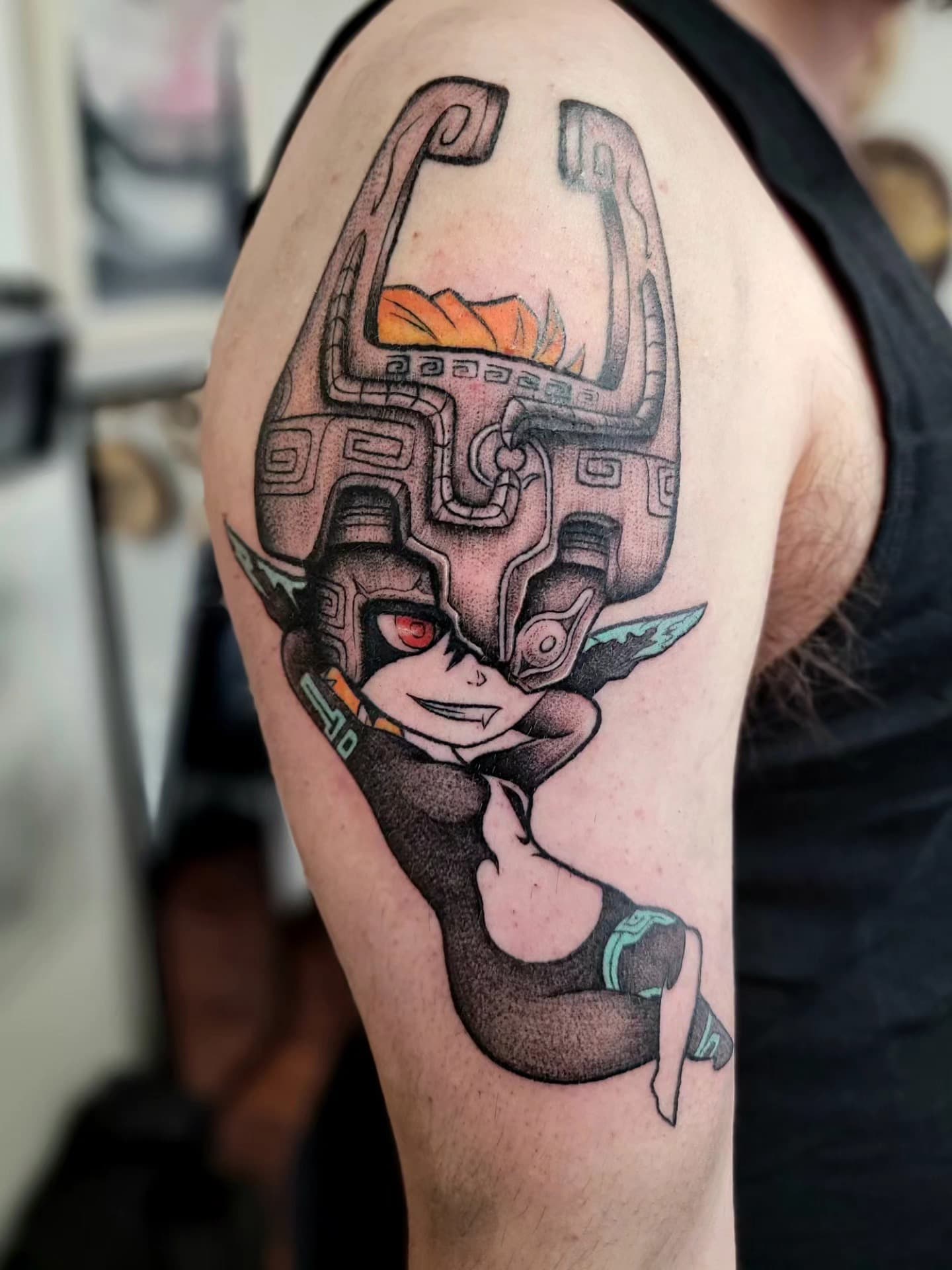 Abstract geometric character tattoo