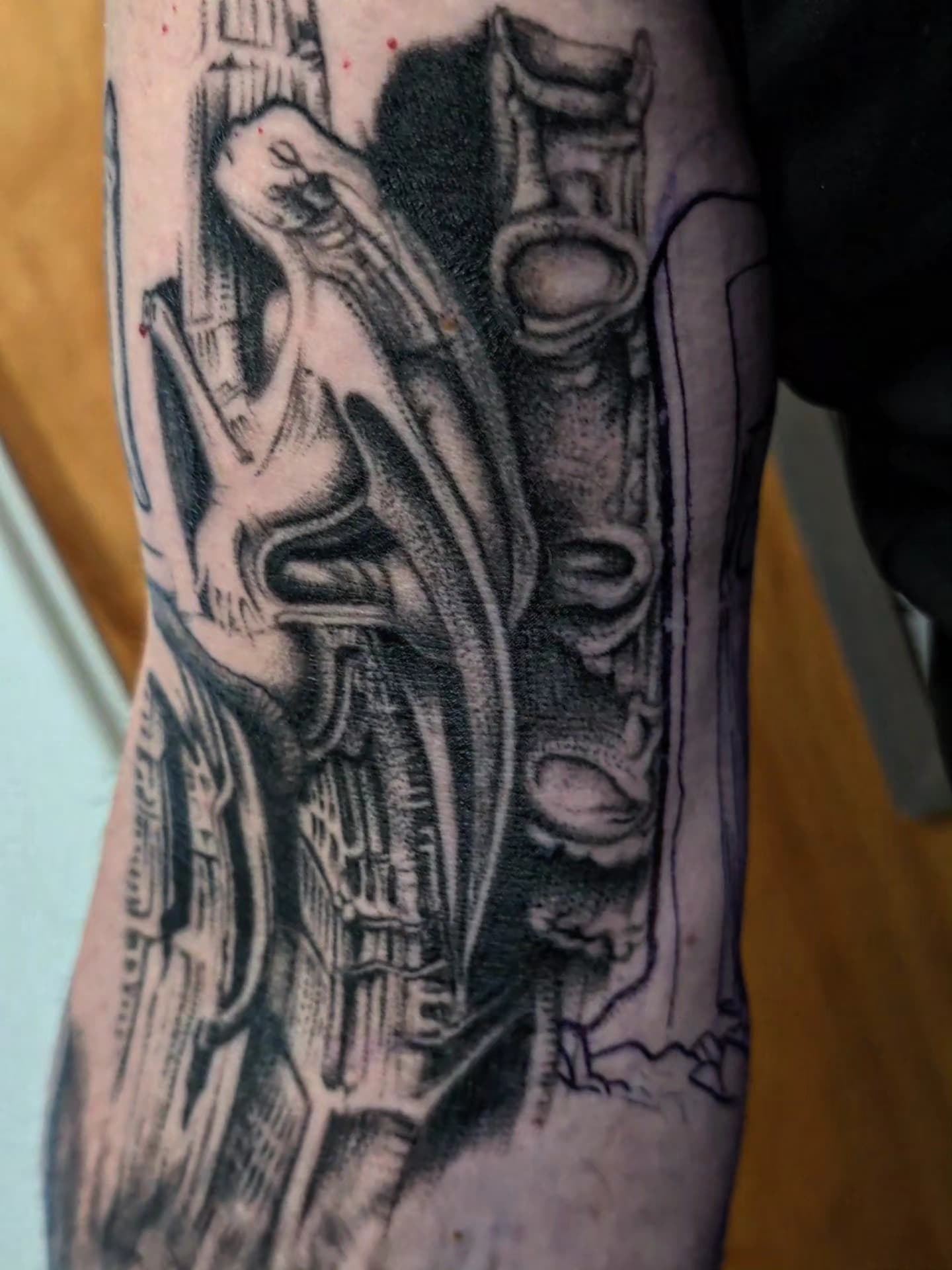 Mechanical industrial design tattoo
