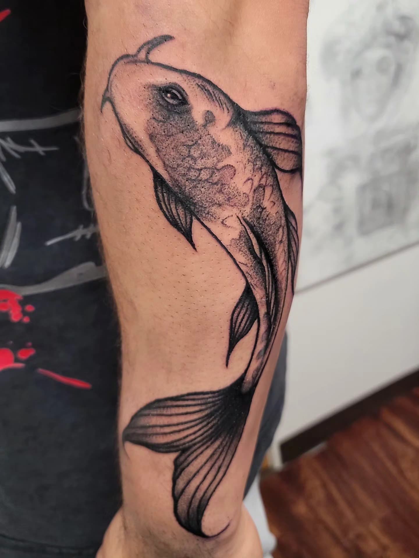 Fish with flowing fins tattoo